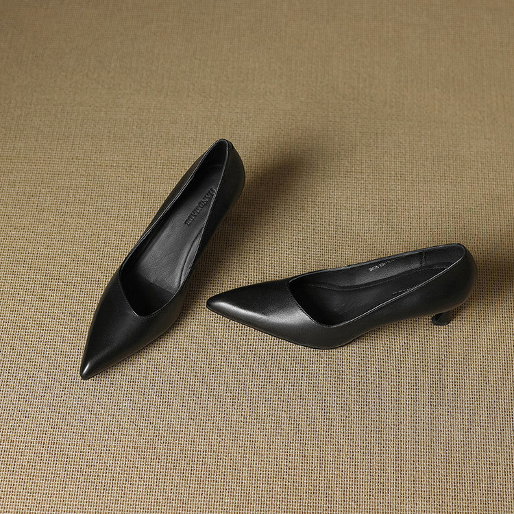 Aurea Genuine Leather Pointed-Toe Heels