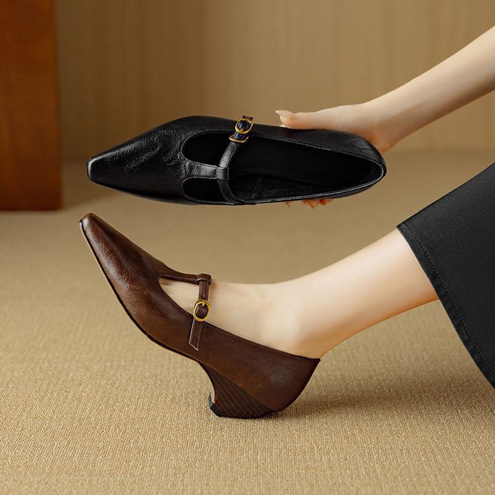 Zuri Genuine Leather T-Strap Mary Jane Pumps