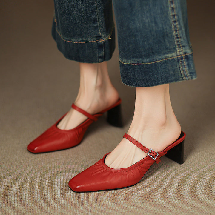 Zeva Genuine Leather Mary Jane Mules