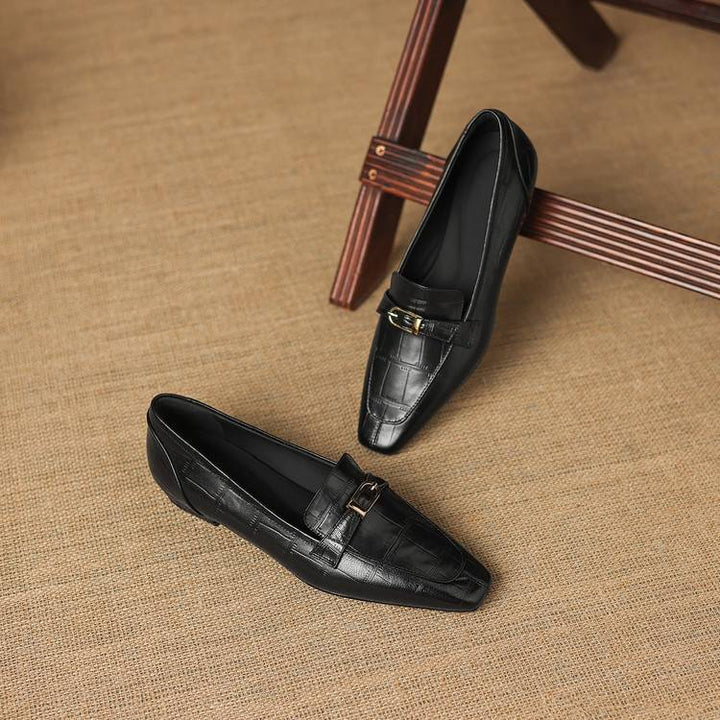 Nivan Genuine Leather Belt Strap Loafers