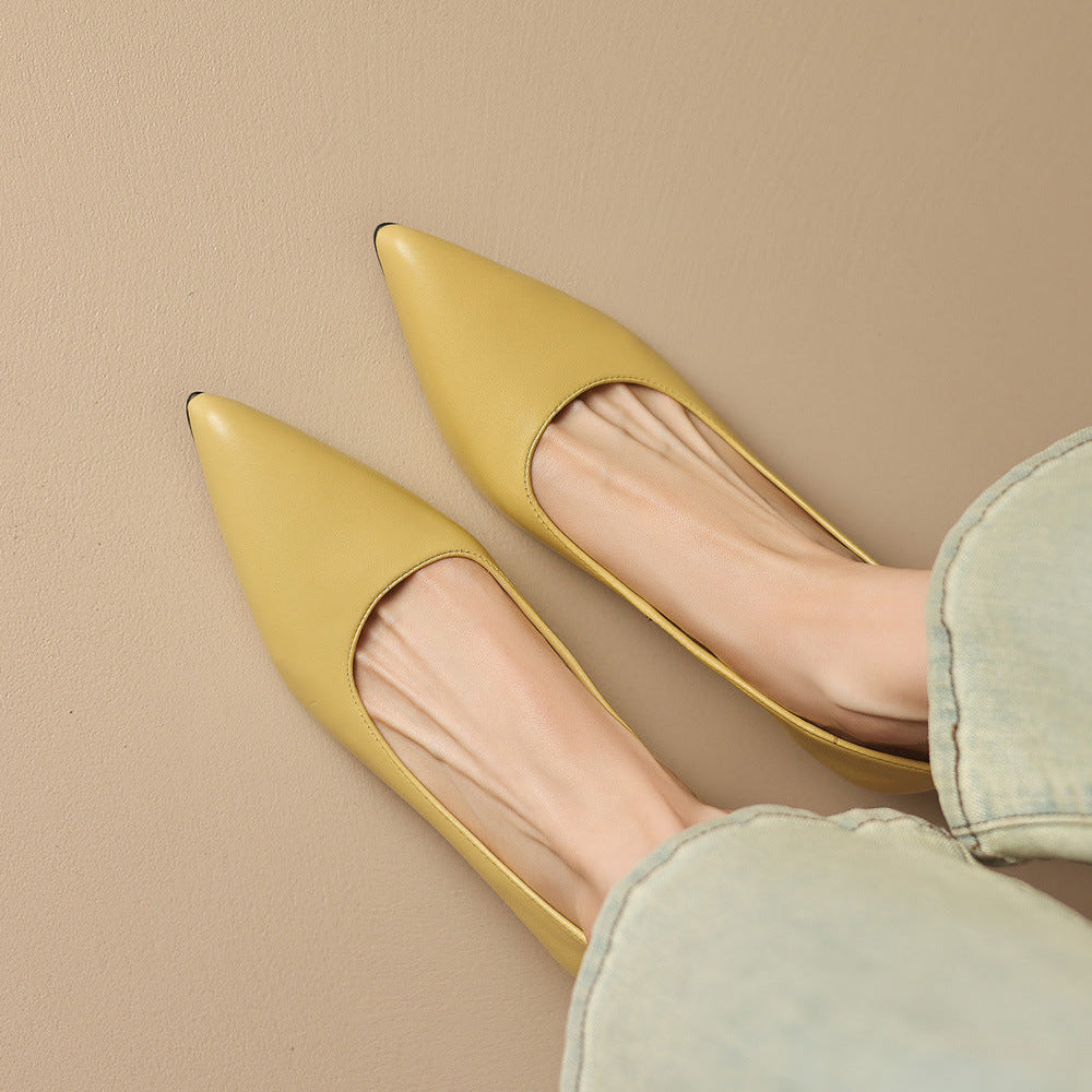 Zera Genuine Leather Pointed-Toe Heel Pumps