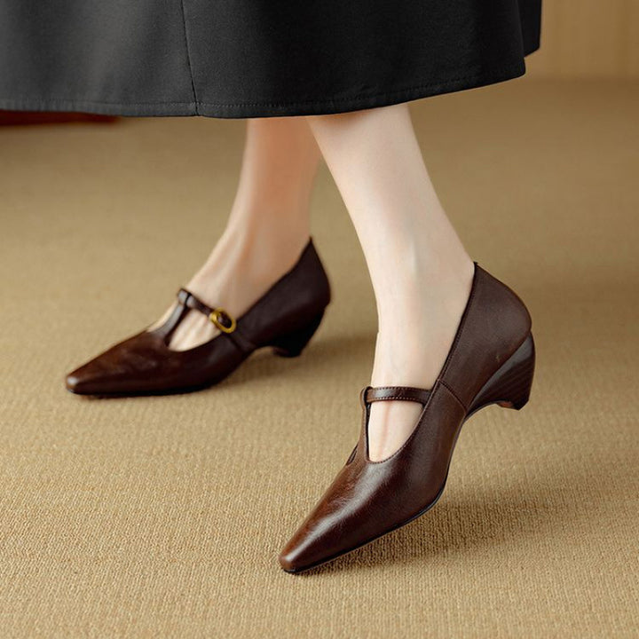 Zuri Genuine Leather T-Strap Mary Jane Pumps