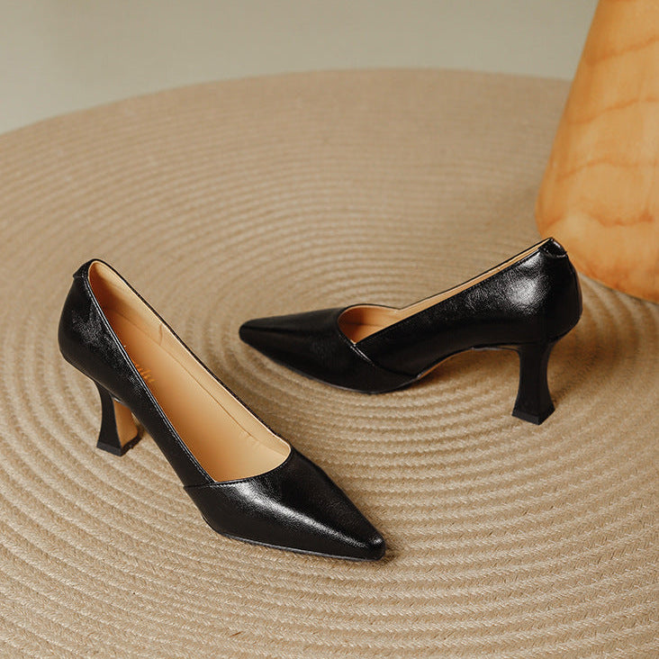 Stera Pointed-Toe Leather Heel Pumps