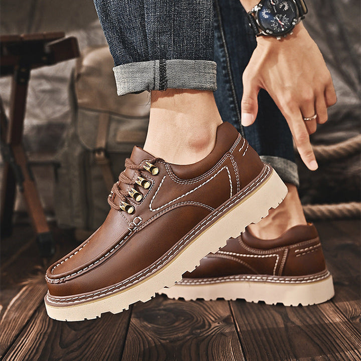 Rowen Genuine Leather Lace-Up Moc Toe Shoes