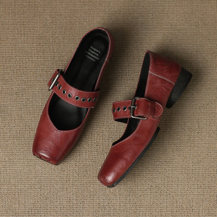 Clera Genuine Leather Mary Jane Pumps