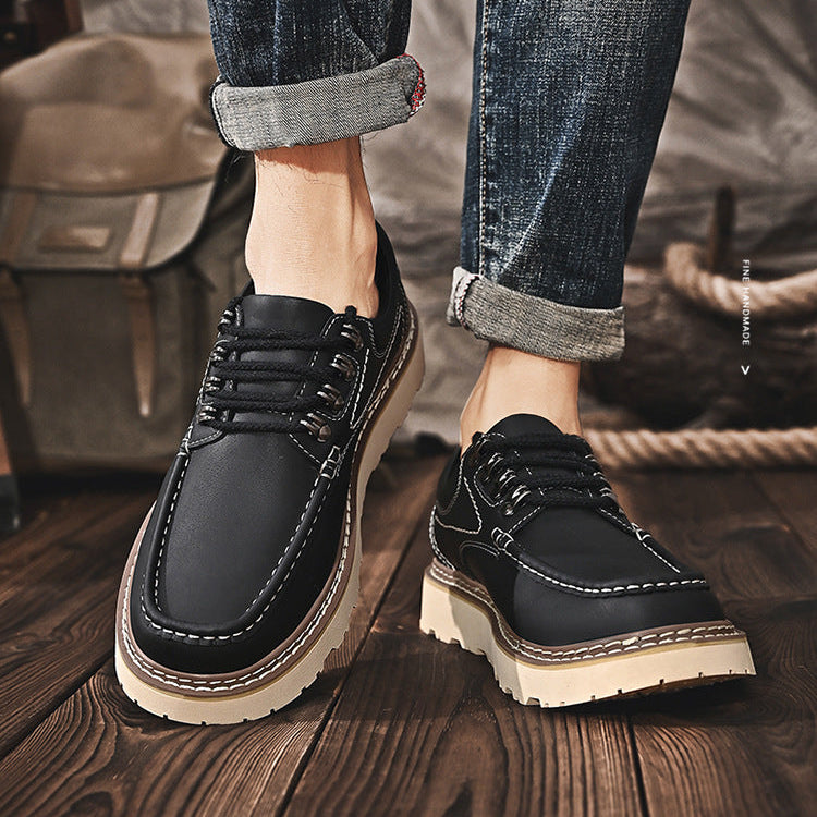 Rowen Genuine Leather Lace-Up Moc Toe Shoes