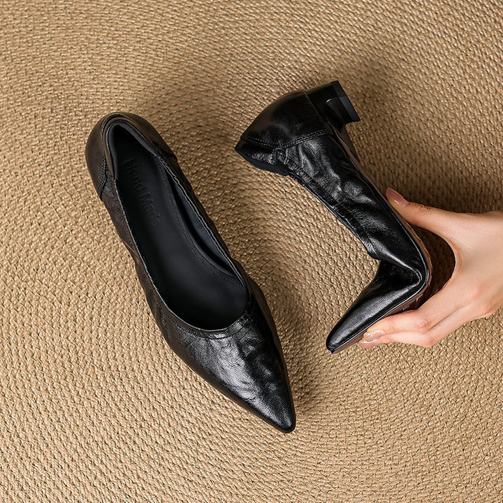 Cela Genuine Leather Pointed-Toe Heels