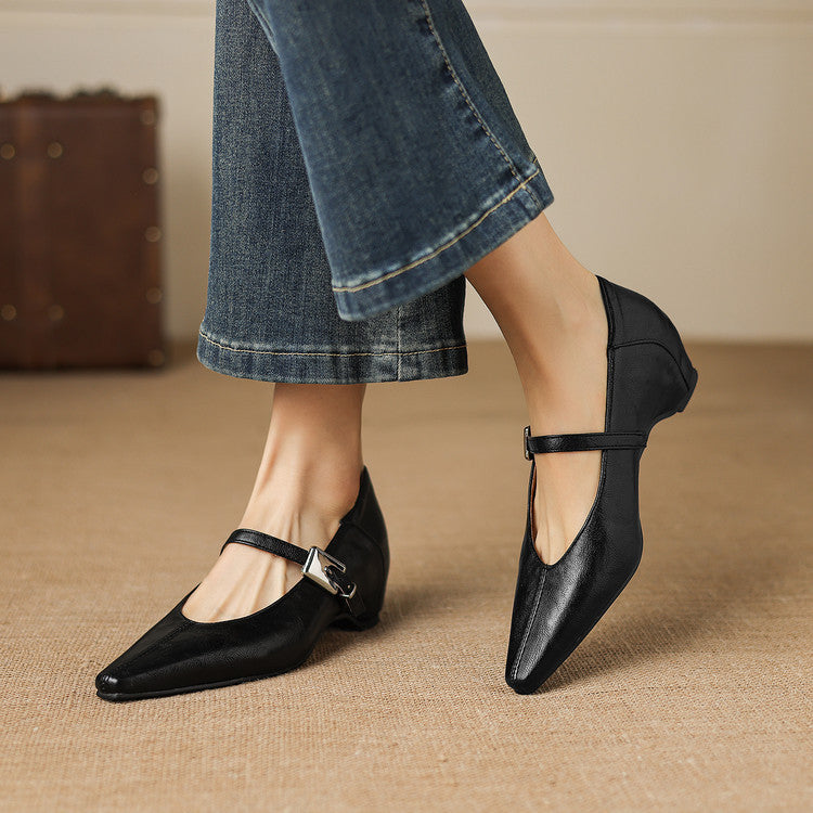 Odet Genuine Leather Mary Jane Flats