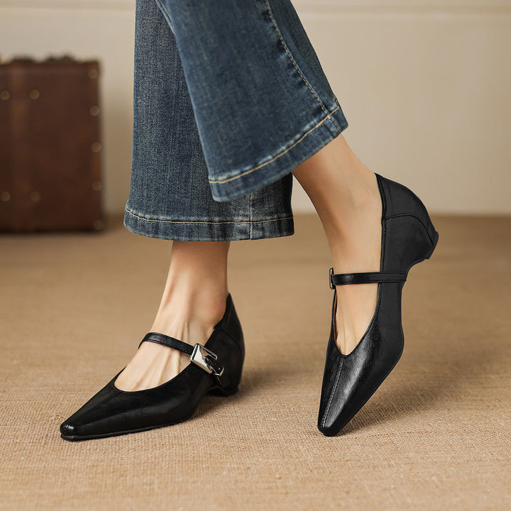 Odet Genuine Leather Mary Jane Flats