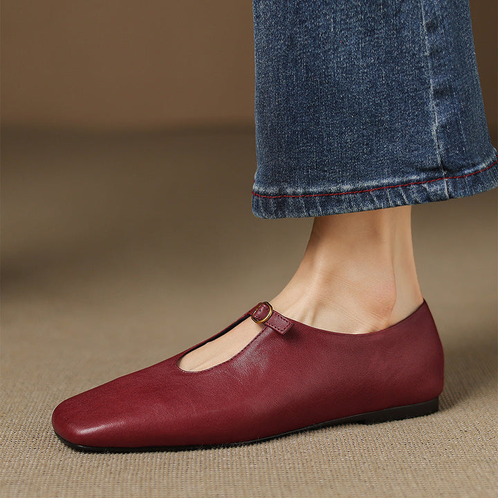 Kleva Genuine Leather Mary Jane Flats