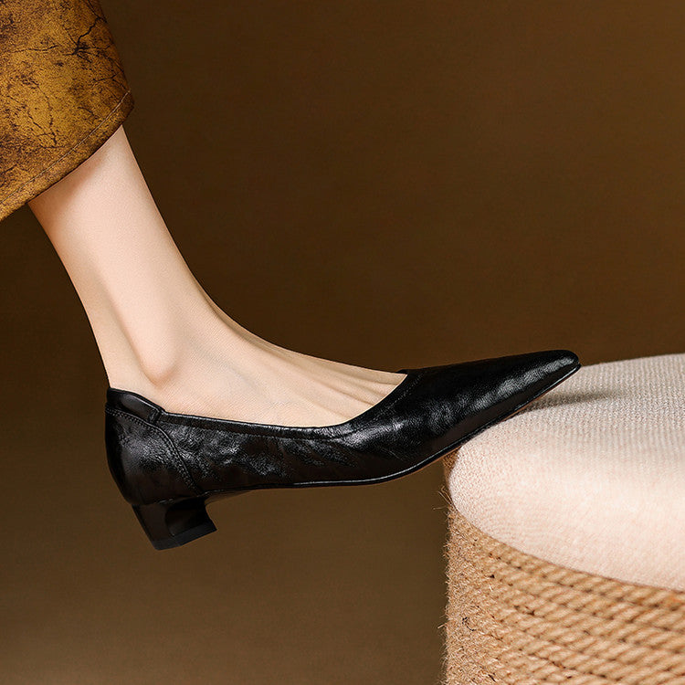 Cela Genuine Leather Pointed-Toe Heels