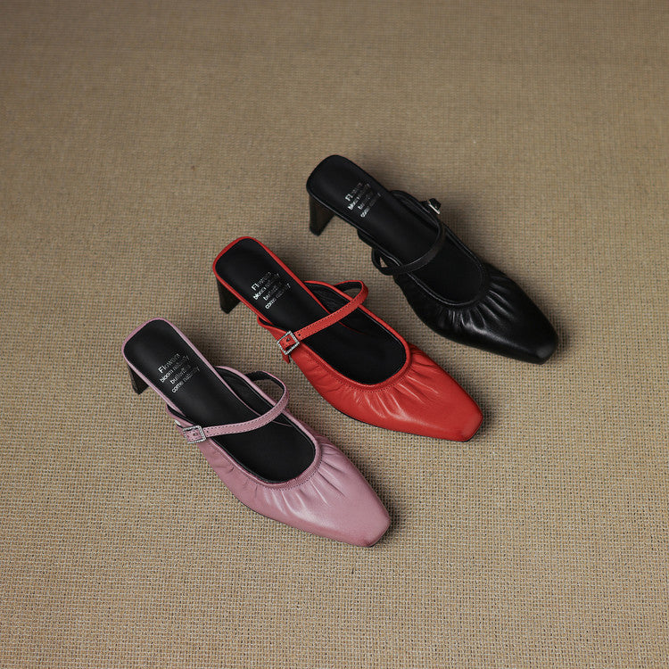 Zeva Genuine Leather Mary Jane Mules