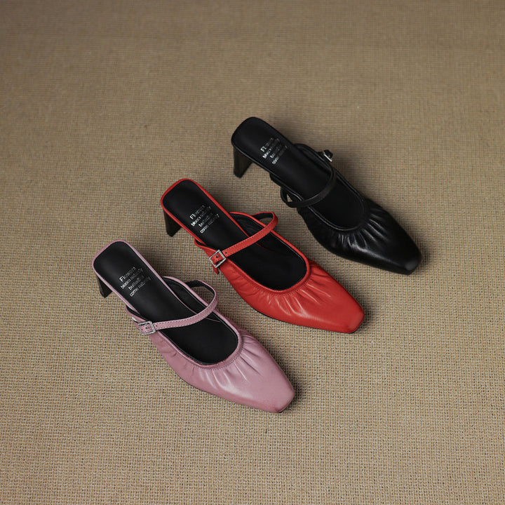Zeva Genuine Leather Mary Jane Mules
