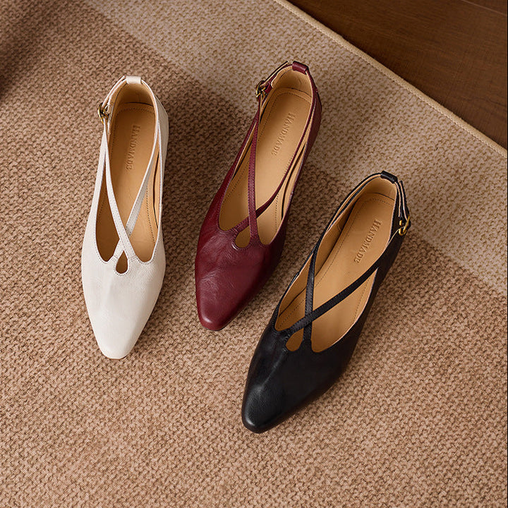 Ciela Genuine Leather Cross Strap Flats