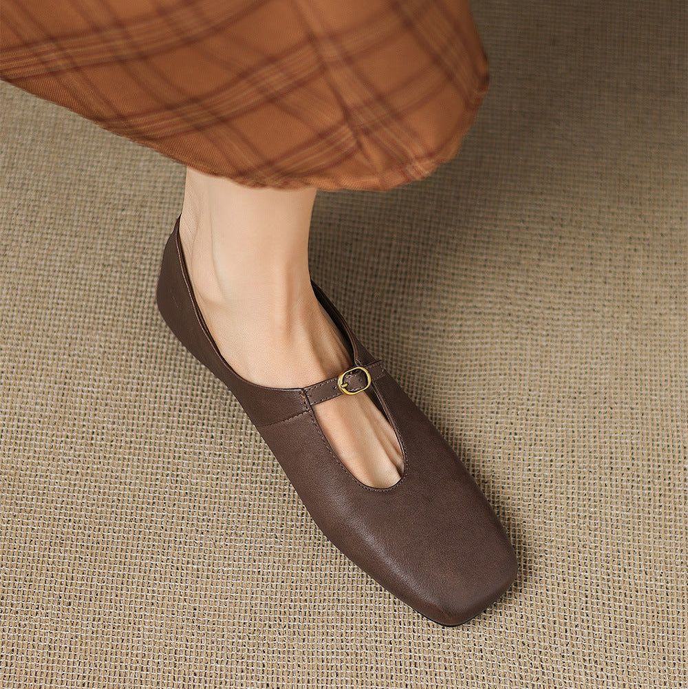 Kleva Genuine Leather Mary Jane Flats