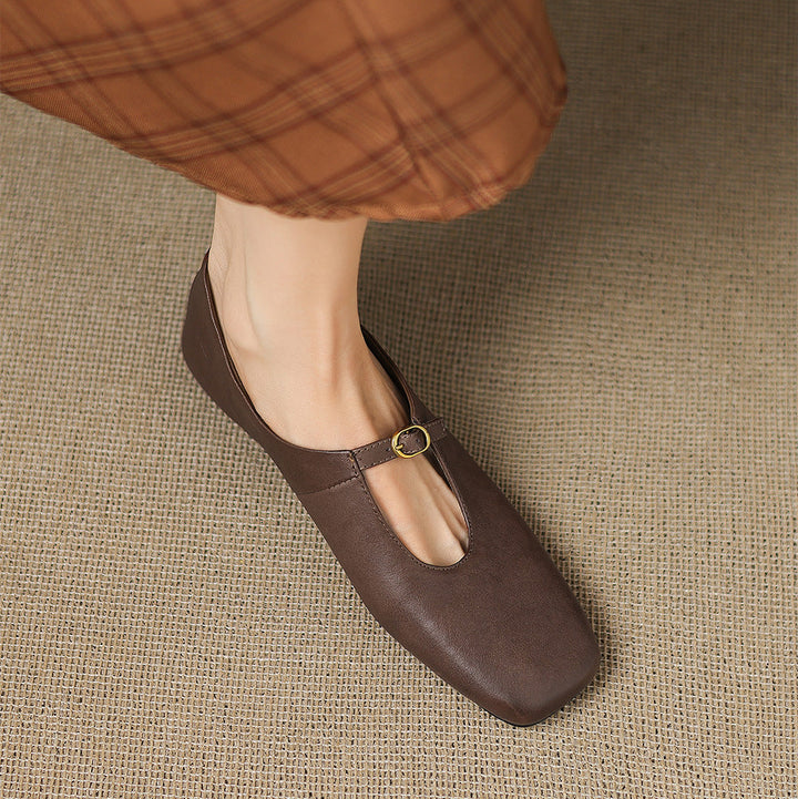 Kleva Genuine Leather Mary Jane Flats