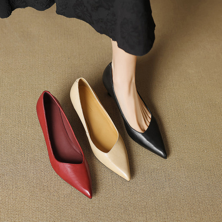 Aurea Genuine Leather Pointed-Toe Heels