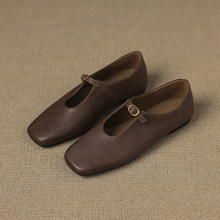 Kleva Genuine Leather Mary Jane Flats