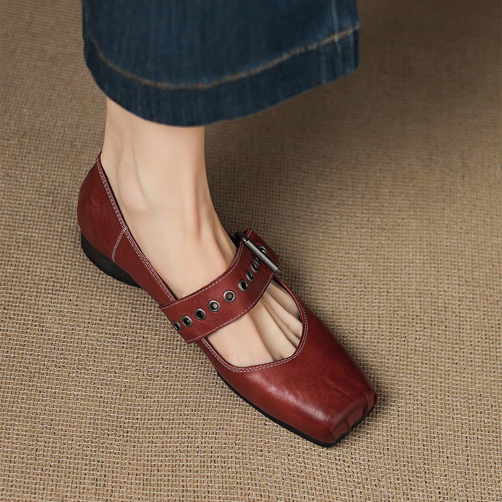 Clera Genuine Leather Mary Jane Pumps
