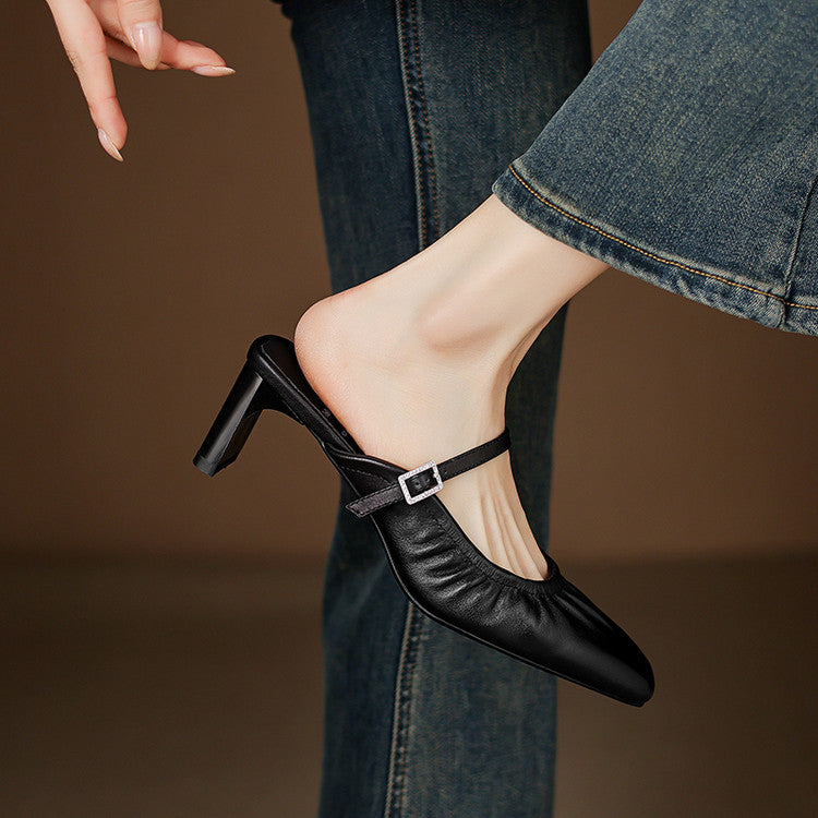Zeva Genuine Leather Mary Jane Mules
