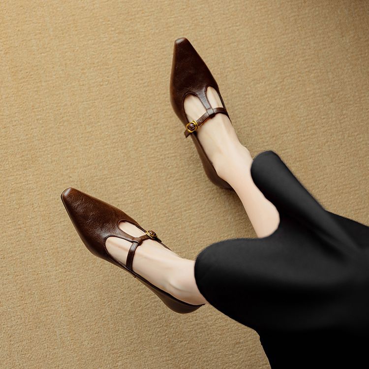 Zuri Genuine Leather T-Strap Mary Jane Pumps