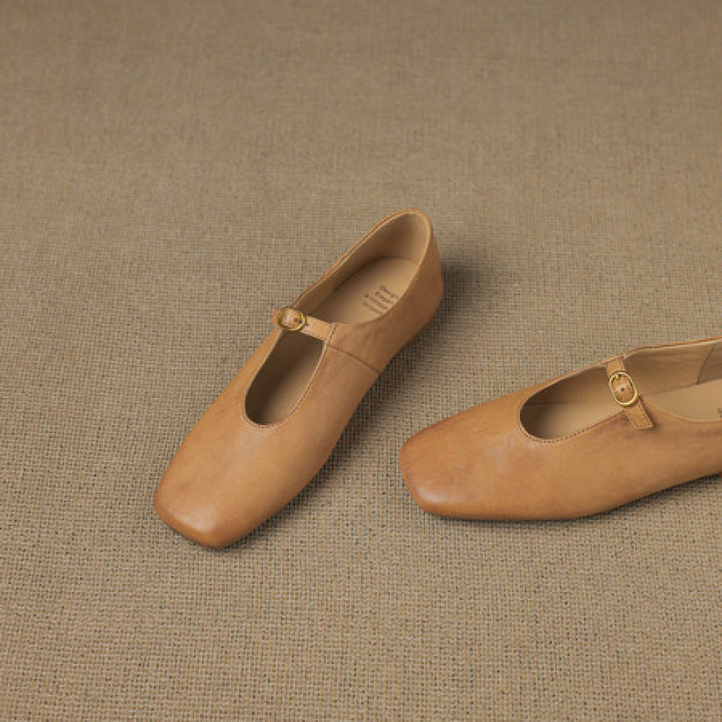 Kleva Genuine Leather Mary Jane Flats