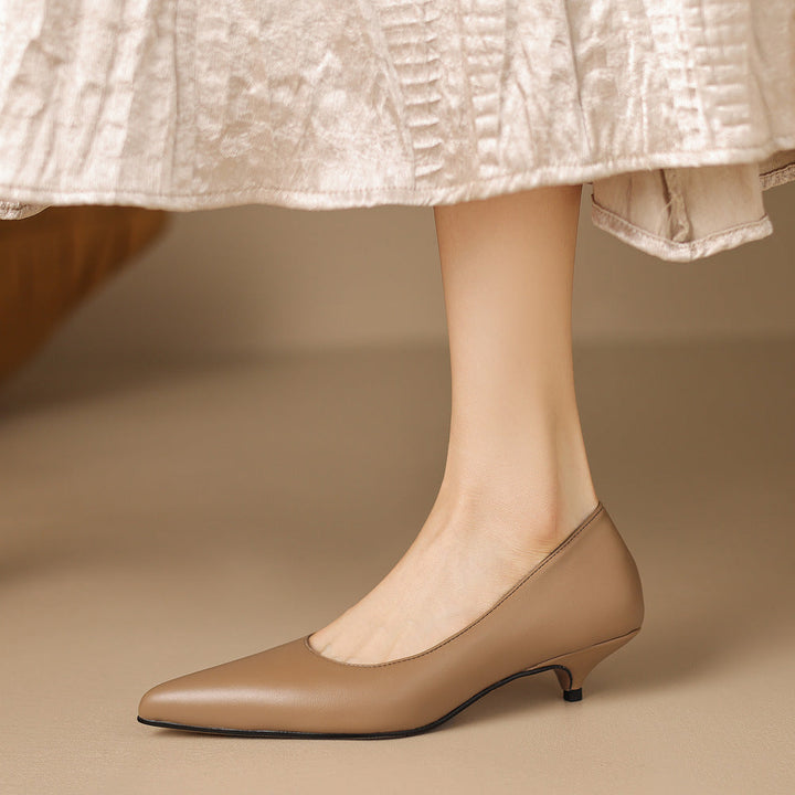 Zera Genuine Leather Pointed-Toe Heel Pumps