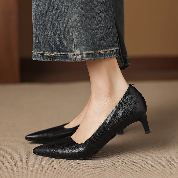 Avia Genuine Leather Pointed-Toe Heels