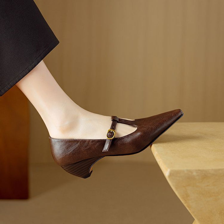 Zuri Genuine Leather T-Strap Mary Jane Pumps