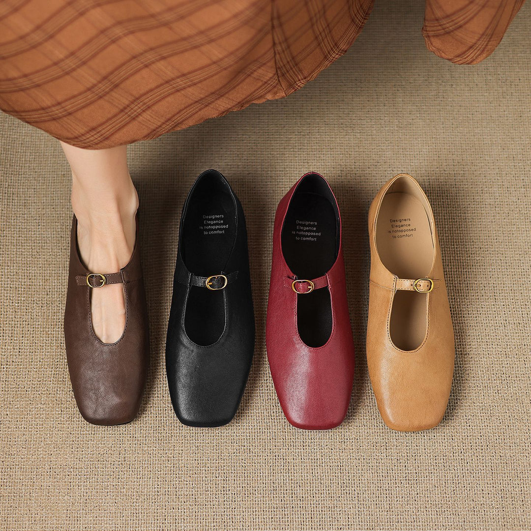 Kleva Genuine Leather Mary Jane Flats