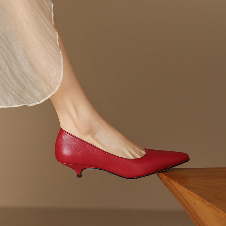 Zera Genuine Leather Pointed-Toe Heel Pumps