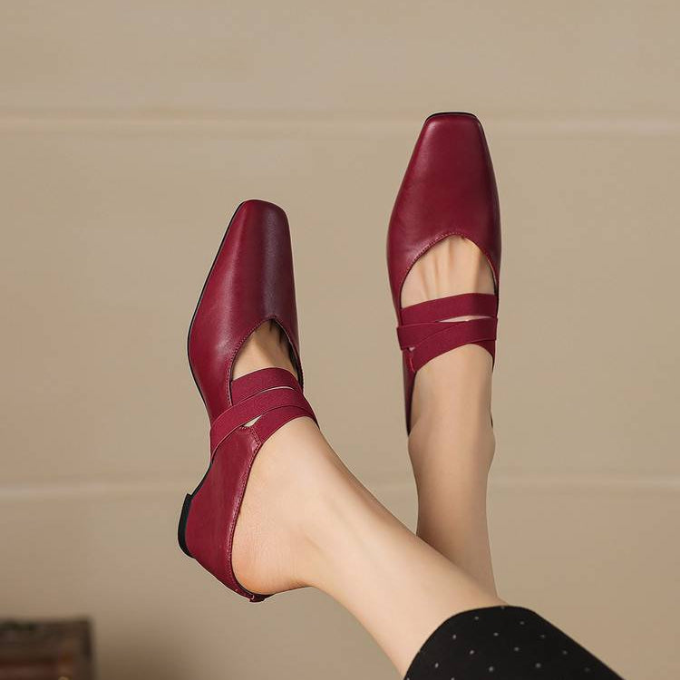 Maren Genuine Leather Square-Toe Mules
