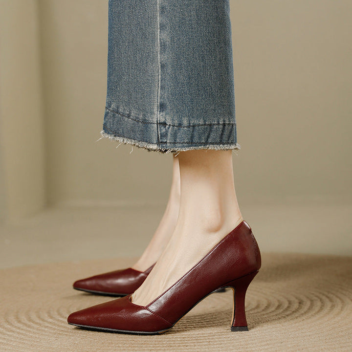 Stera Pointed-Toe Leather Heel Pumps
