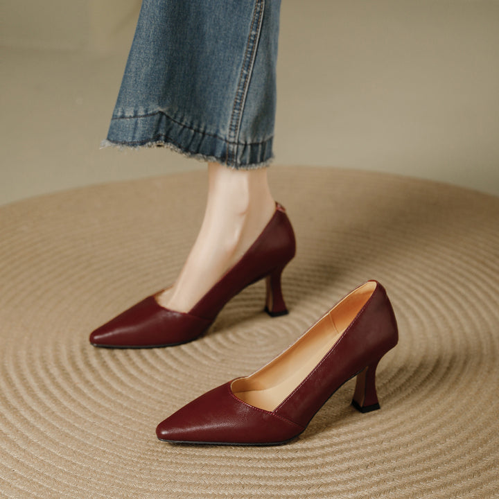 Stera Pointed-Toe Leather Heel Pumps