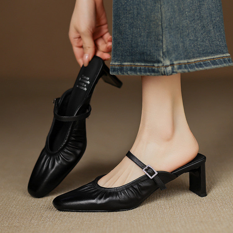 Zeva Genuine Leather Mary Jane Mules