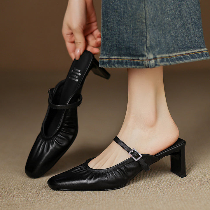 Zeva Genuine Leather Mary Jane Mules