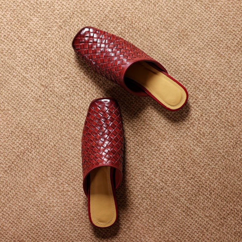 Amani Woven Genuine Leather Slip-On Mule