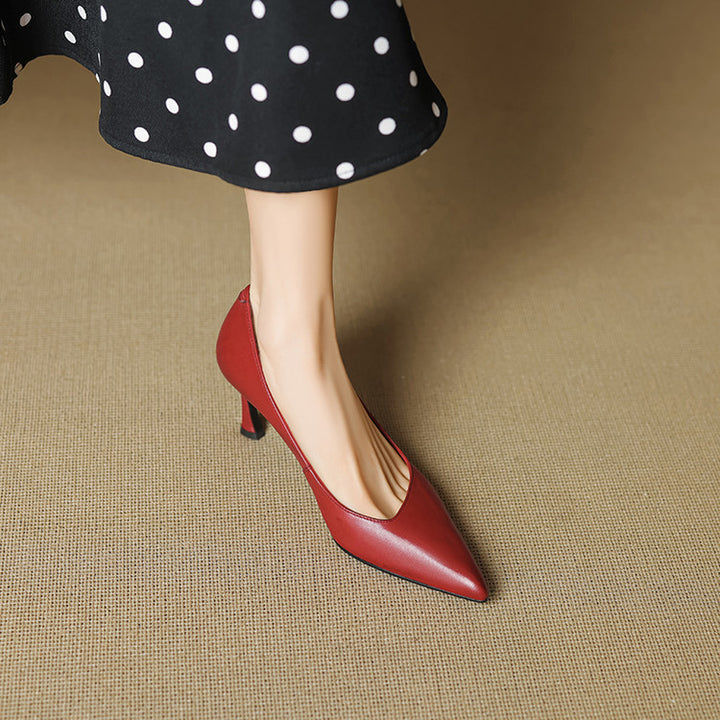 Aurea Genuine Leather Pointed-Toe Heels
