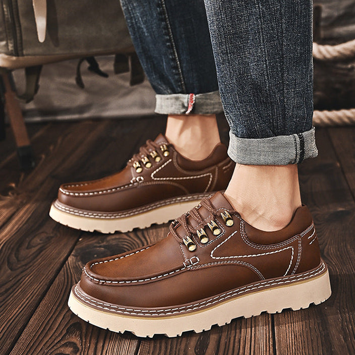 Rowen Genuine Leather Lace-Up Moc Toe Shoes