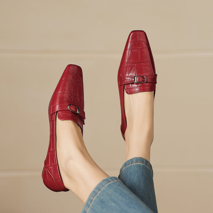 Nivan Genuine Leather Belt Strap Loafers