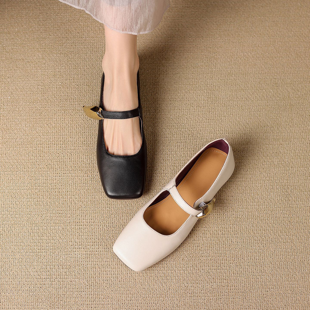 Freya Genuine Leather Mary Jane Flats