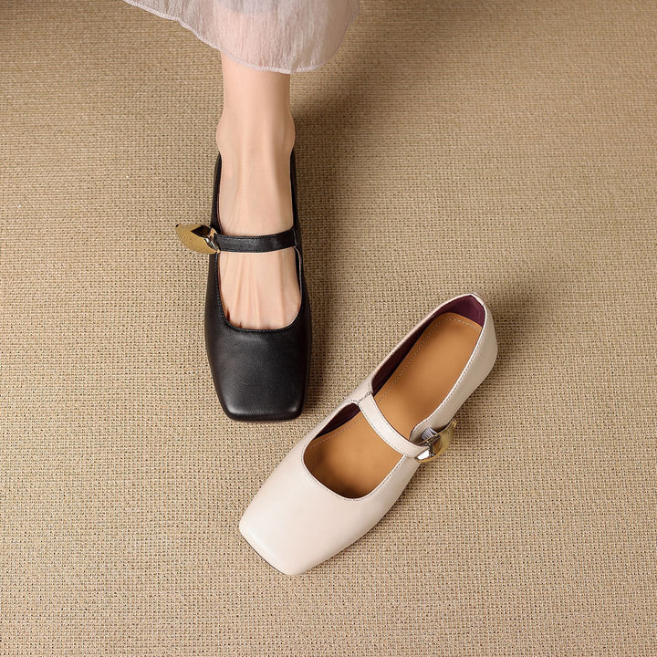 Freya Genuine Leather Mary Jane Flats