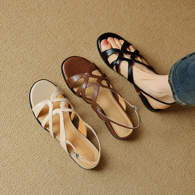 Bellina Genuine Leather Gladiator Slingback Sandals