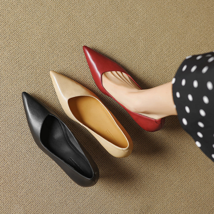 Aurea Genuine Leather Pointed-Toe Heels
