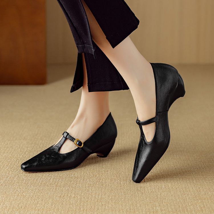 Zuri Genuine Leather T-Strap Mary Jane Pumps