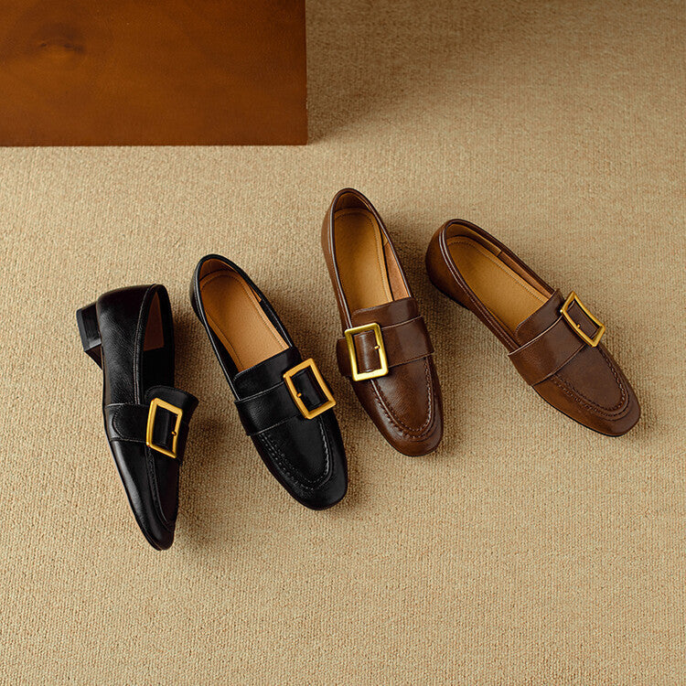 Rizon Genuine Leather Belt Buckle Shoes