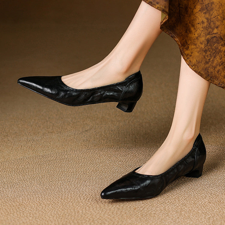 Cela Genuine Leather Pointed-Toe Heels