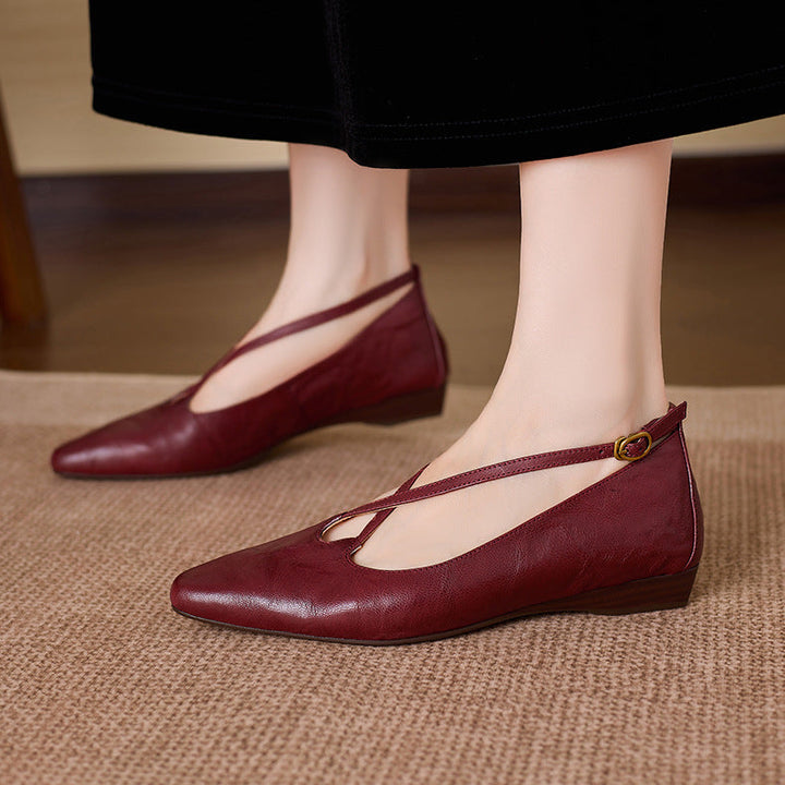 Ciela Genuine Leather Cross Strap Flats