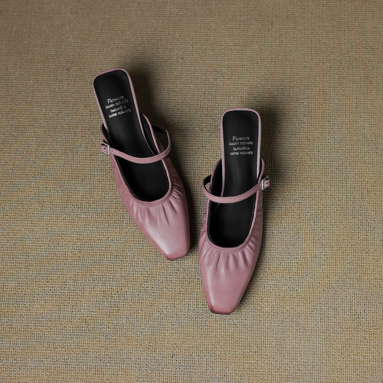 Zeva Genuine Leather Mary Jane Mules