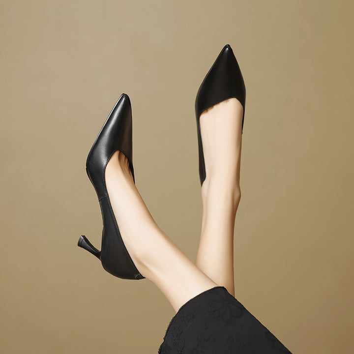 Aurea Genuine Leather Pointed-Toe Heels